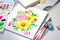 Art Philosophy Watercolor Confetti Set - 24 Watercolor Pans + Waterbrush + Sponge + Mixing Tray Inside Tin Case 655350642440